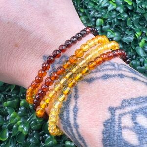 4mm Multi Colored Baltic Amber Beaded Bracelet